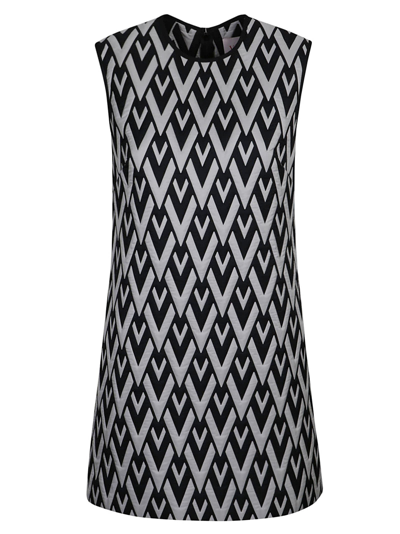 Shop Valentino Cropped Sleeveless Dress In Black/ivory