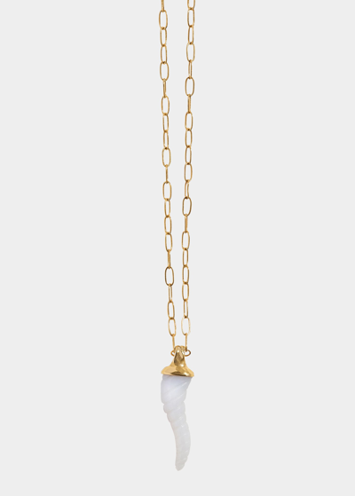 Shop Pamela Love Stone Horn Pendant Necklace In Gold