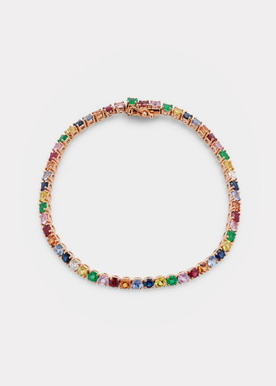 Shop Anita Ko Multicolor Large Hepburn Bracelet With Gemstones In Rose Gold In Rg