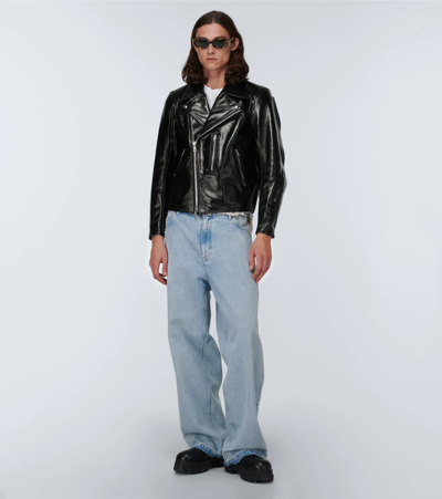 Shop Our Legacy Hellraiser Leather Biker Jacket In Aamon Black
