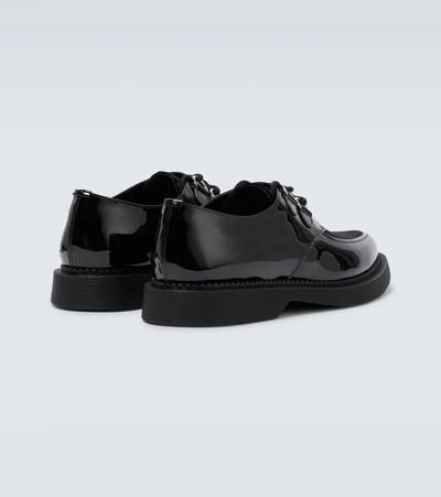 Shop Saint Laurent Teddy Velvet And Leather Derby Shoes In Noir / Noir