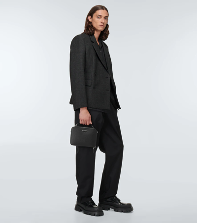 Prada Paneled Leather Derby Shoes In Black