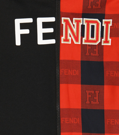 Shop Fendi Logo Cotton Hoodie In Stanford