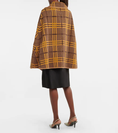 Shop Gucci Reversible Wool-blend Cape In Camel/brown/mix
