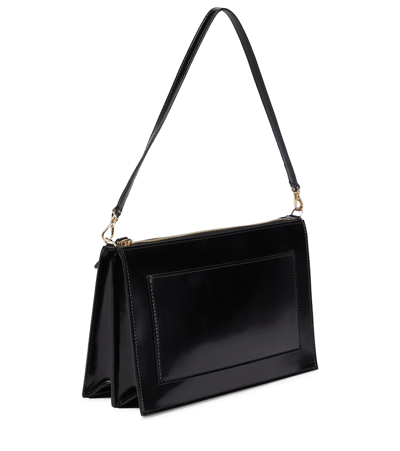 Shop Peter Do Pouch Leather Shoulder Bag In Shiny Black