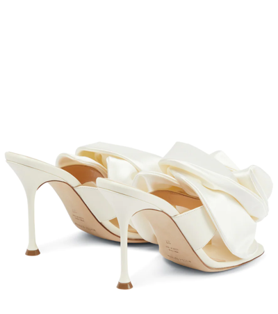 Shop Magda Butrym Leather And Satin Sandals In Cream