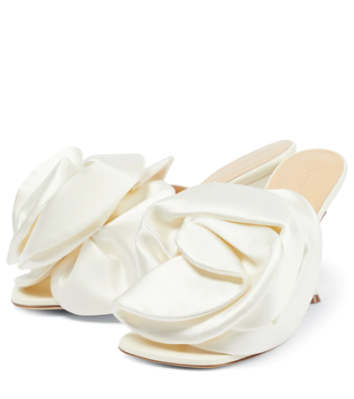 Shop Magda Butrym Leather And Satin Sandals In Cream