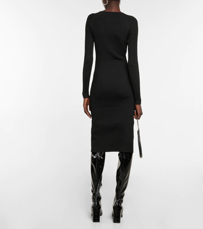 Shop Coperni Cutout Ribbed-knit Dress In Black