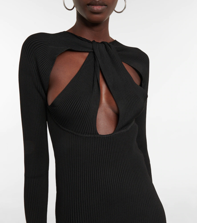 Shop Coperni Cutout Ribbed-knit Dress In Black