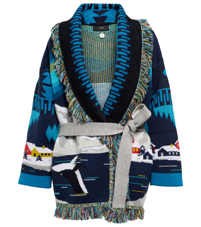 Shop Alanui Arctic Icon Jacquard Cashmere Cardigan In Multicoloured