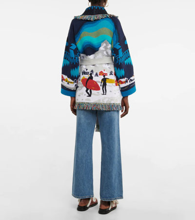 Shop Alanui Arctic Icon Jacquard Cashmere Cardigan In Multicoloured