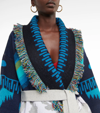Shop Alanui Arctic Icon Jacquard Cashmere Cardigan In Multicoloured