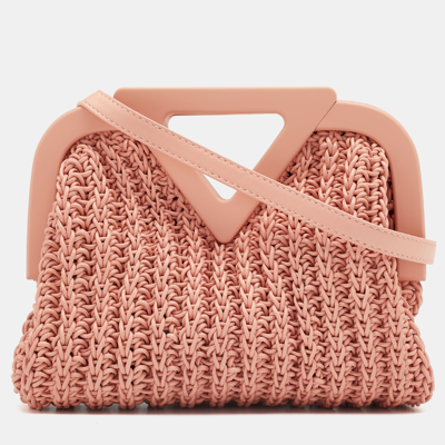 Pre-owned Bottega Veneta Peach Intrecciato Leather Point Shoulder Bag In Pink