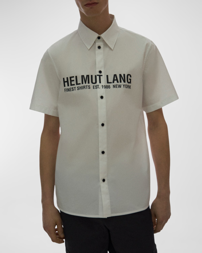 Shop Helmut Lang Men's Logo Point-collar Sport Shirt In White