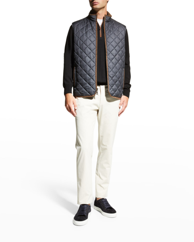 Peter Millar Essex Quilted Travel Vest In Black
