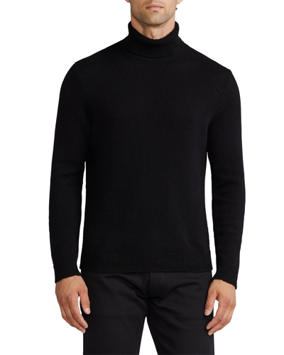 Shop Ralph Lauren Purple Label Men's Cashmere Turtleneck Sweater In Black