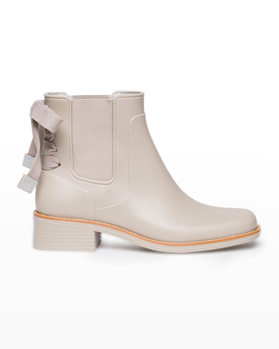 Shop Bernardo Briton Lace-up Rubber Rain Booties In Clay