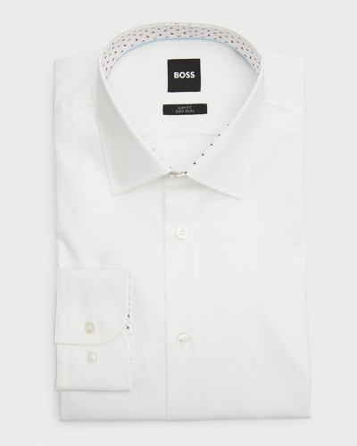 Shop Hugo Boss Men's Solid Contrast-reverse Dress Shirt In White