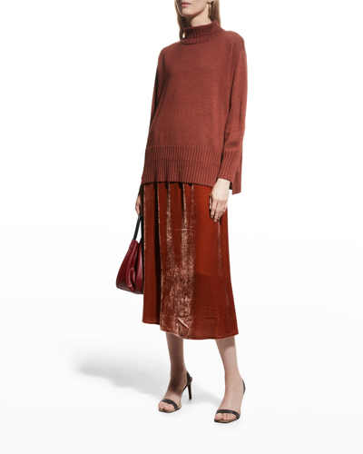 Shop Eileen Fisher Ribbed Turtleneck Sweater In Spice