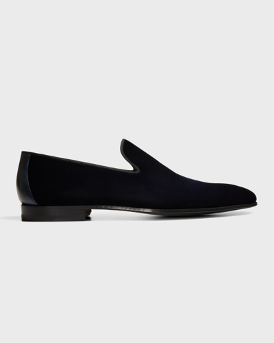 Shop Magnanni Men's Jareth Velvet Venetian Loafers In Navy