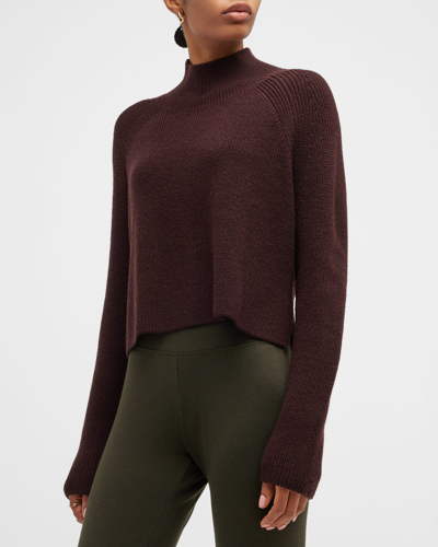 Shop Eileen Fisher Missy Merino Turtleneck Cropped Sweater In Cassis