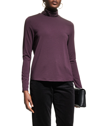 Shop Eileen Fisher Turtleneck Jersey Knit Top In Cassis