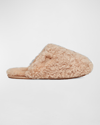 Shop Ugg Maxi Curly Shearling Slide Slippers In Sand