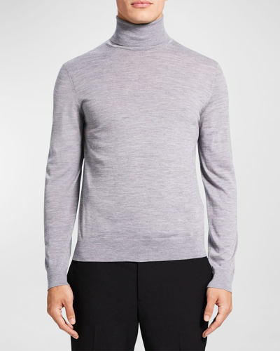 Shop Theory Men's Wool Turtleneck Sweater In Cool Heather Grey