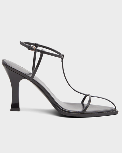 Shop The Row 80mm Leather T-strap Sandals In Black