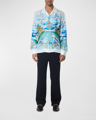 Shop Casablanca Men's Le Vol Ideal Silk Dress Shirt