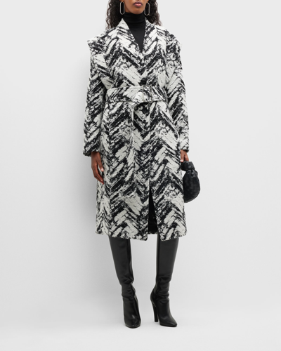 Shop Iro Inaya Textured Button-front Trench Coat In Black / White