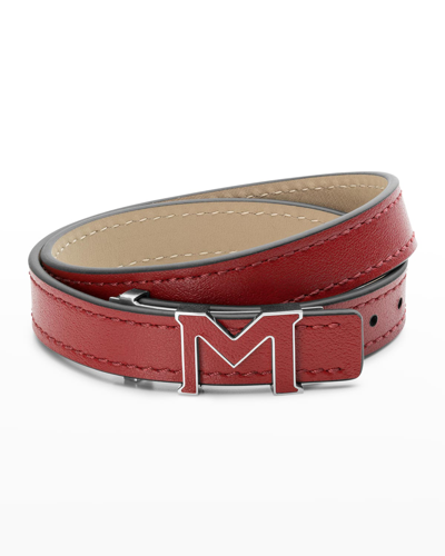 Shop Montblanc Men's M Gram Leather Bracelet - Red