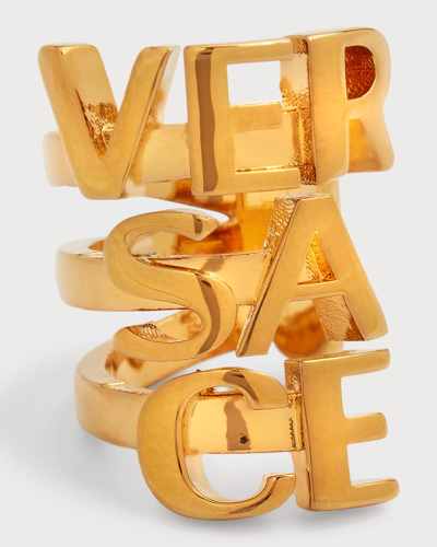 Shop Versace Logo Text Ear Cuff, Single In  Gold