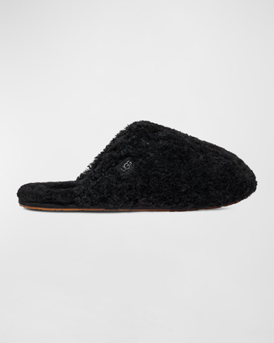 Shop Ugg Maxi Curly Shearling Slide Slippers In Black