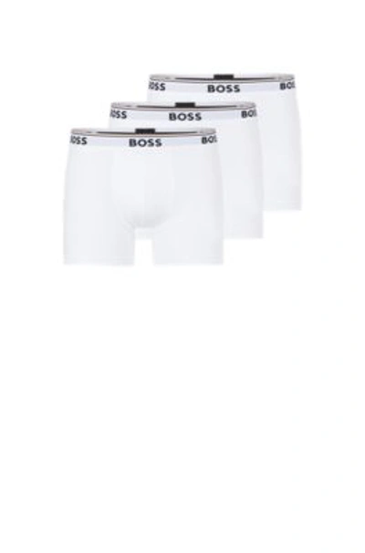 Hugo Boss Three-pack Of Stretch-cotton Boxer Briefs With Logos In