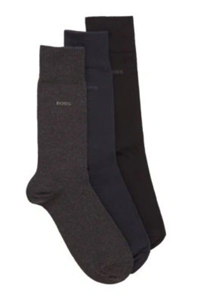 Shop Hugo Boss Three-pack Of Regular-length Socks In Stretch Fabric In Patterned