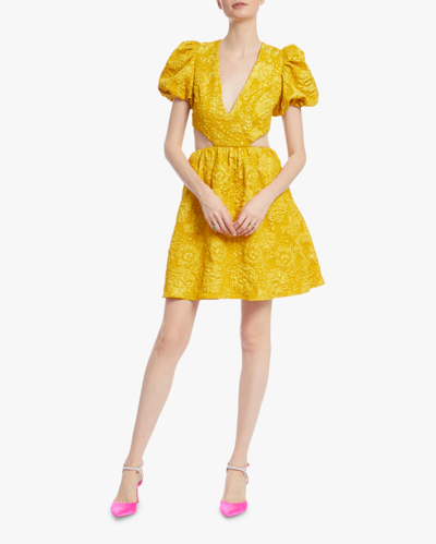 Shop One33 Social Women's Jacquard Cutout Fit & Flare Dress In Marigold