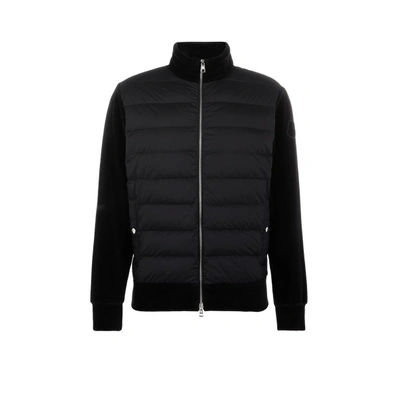 Shop Moncler Padded Corduroy Cardigan In Black