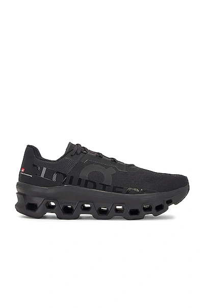 On Cloudmster Rubber-trimmed Mesh Running Sneakers In All Black