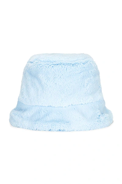 Shop Gladys Tamez Millinery Faux Fur Bucket Hat In Light Blue