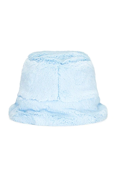 Shop Gladys Tamez Millinery Faux Fur Bucket Hat In Light Blue