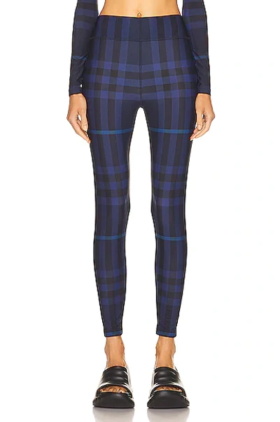 Shop Burberry Madden Check Legging In Dark Charcoal Blue Ip Check