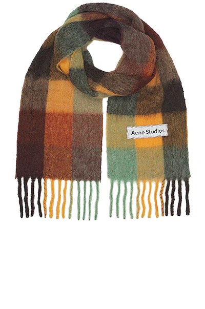 Shop Acne Studios Scarf In Chestnut Brown  Yellow  & Green
