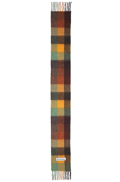 Shop Acne Studios Scarf In Chestnut Brown  Yellow  & Green