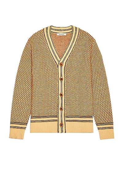 Shop Wales Bonner Clarinet Cardigan In Pale Yellow & Brown