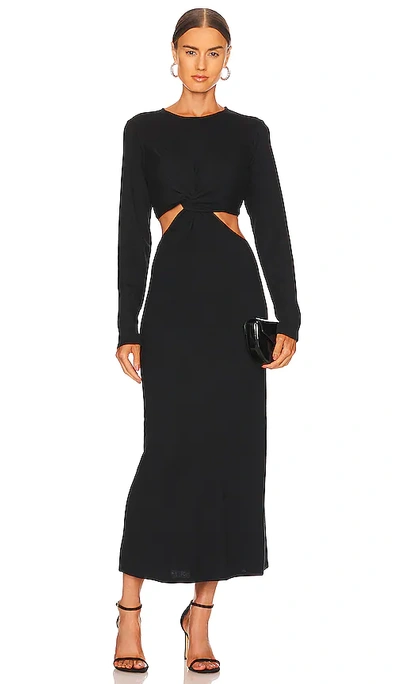 Shop Bella Dahl Long Sleeve Twist Midi Dress In Black