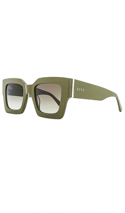 Shop Diff Eyewear Daniella Sunglasses In Olive Green & Olive Polarized