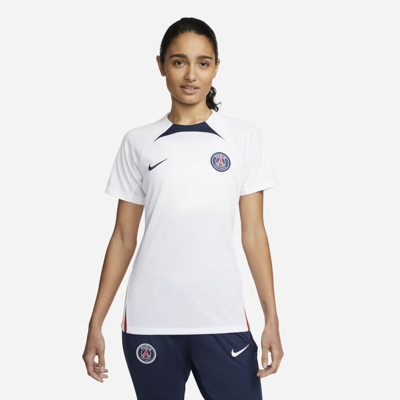 Shop Nike Paris Saint-germain Strike  Women's Dri-fit Short-sleeve Soccer Top In White
