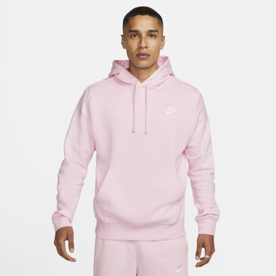 Shop Nike Men's  Sportswear Club Fleece Pullover Hoodie In Pink