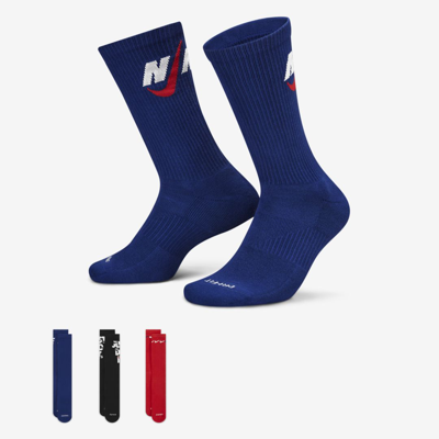 Shop Nike Unisex Everyday Plus Cushioned Crew Socks (3 Pairs) In Multicolor